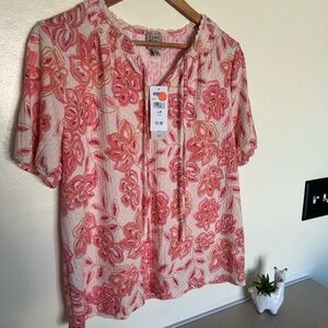 Como Vintage Pink Floral Blouse